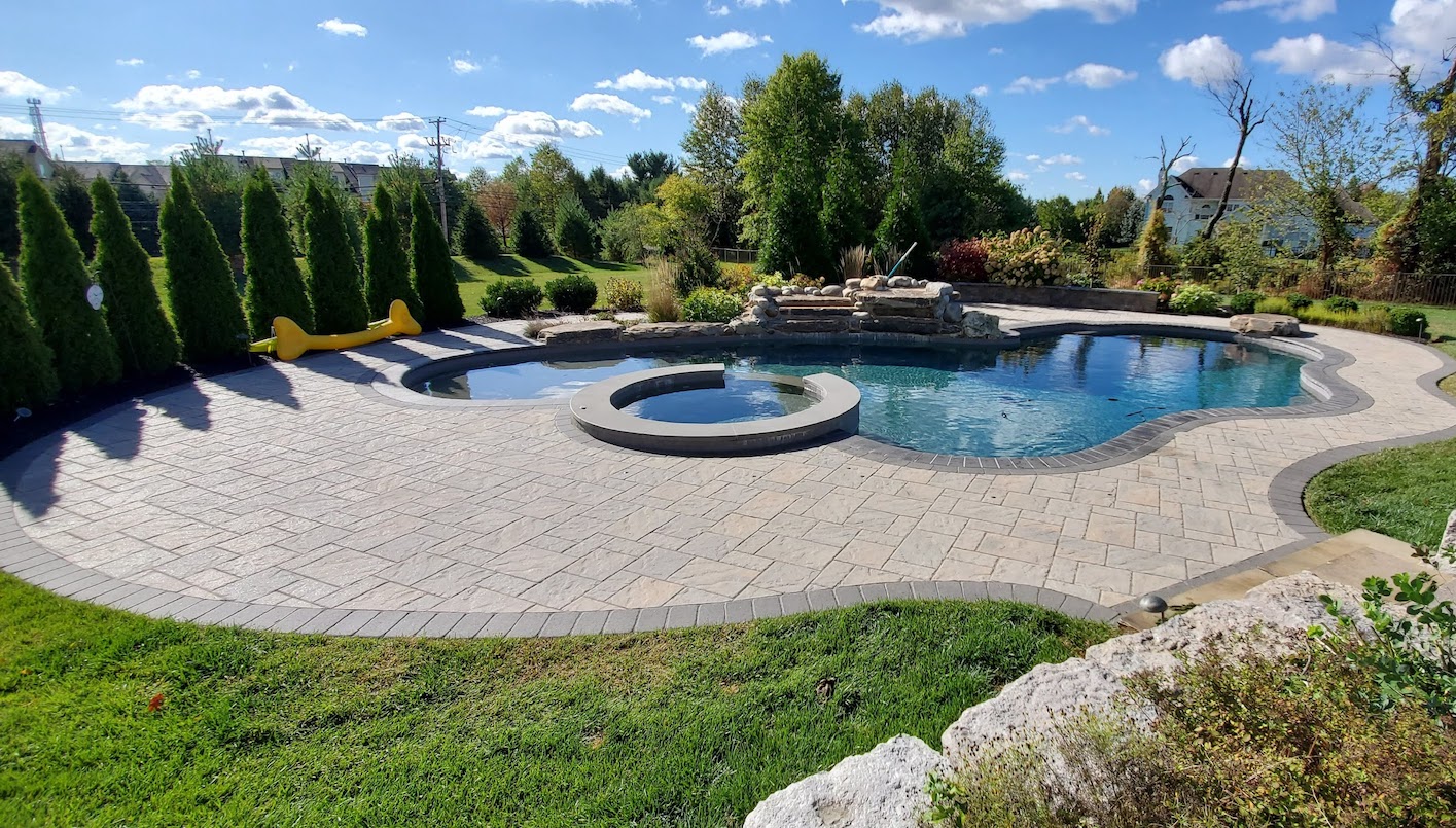 Landscaping around a pool