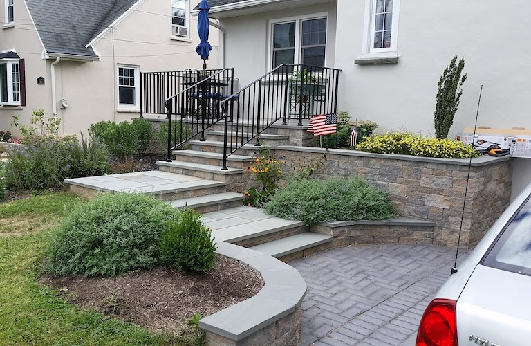 Stone steps leading up to the front door